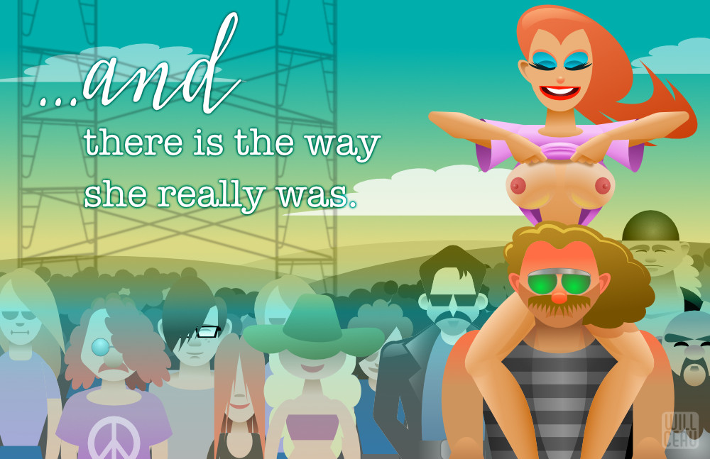 Outdoor rock concert audience vector illustration ©Joe Williams